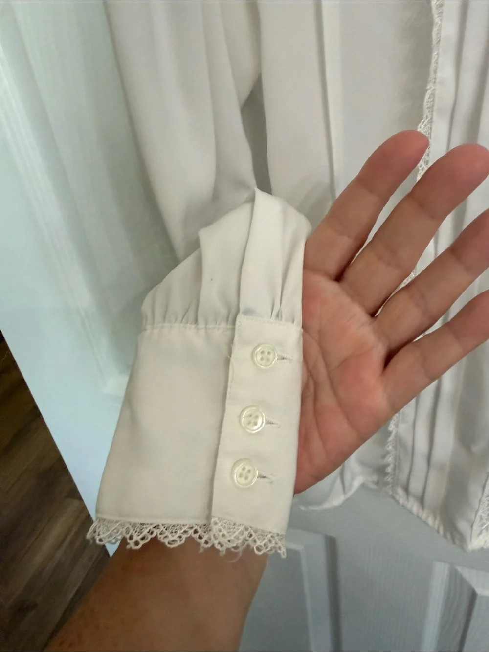 Notations Vintage White Lace High Neck Secretary Blouse Cottagecore 6 career - Picture 3 of 8